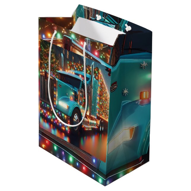 Christmas truck with lights medium gift bag (Back Angled)