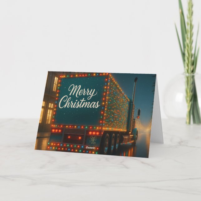 Christmas truck with lights thank you card (Back)