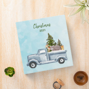 Christmas Truck with Pine Trees & Forest Animals Binder