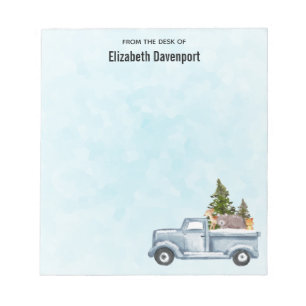 Christmas Truck with Pine Trees & Forest Animals Notepad