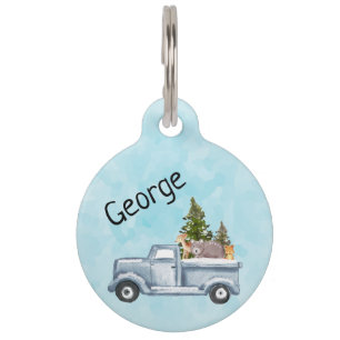  Christmas Truck with Pine Trees & Forest Animals Pet Tag
