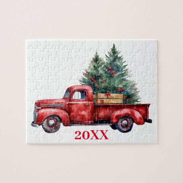 Christmas truck with tree jigsaw puzzle (Horizontal)