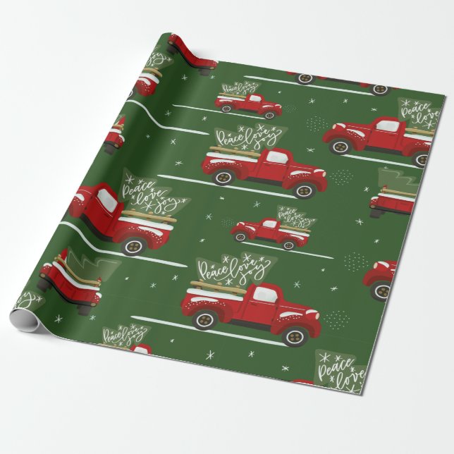 Christmas Truck Wrapping Paper (Unrolled)