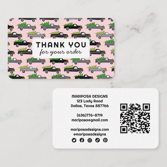 Christmas Trucks Customer Order Thank You QR Code Business Card (Front/Back)