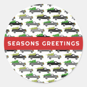Christmas Trucks Cute CUSTOM Holiday Seasonal Classic Round Sticker