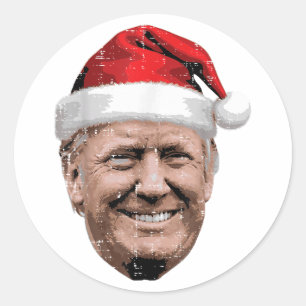 Christmas Trump Face Santa Funny Xmas Meme Classic Round Sticker