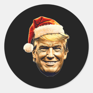 Christmas Trump Face Santa Funny Xmas Meme Men Wom Classic Round Sticker