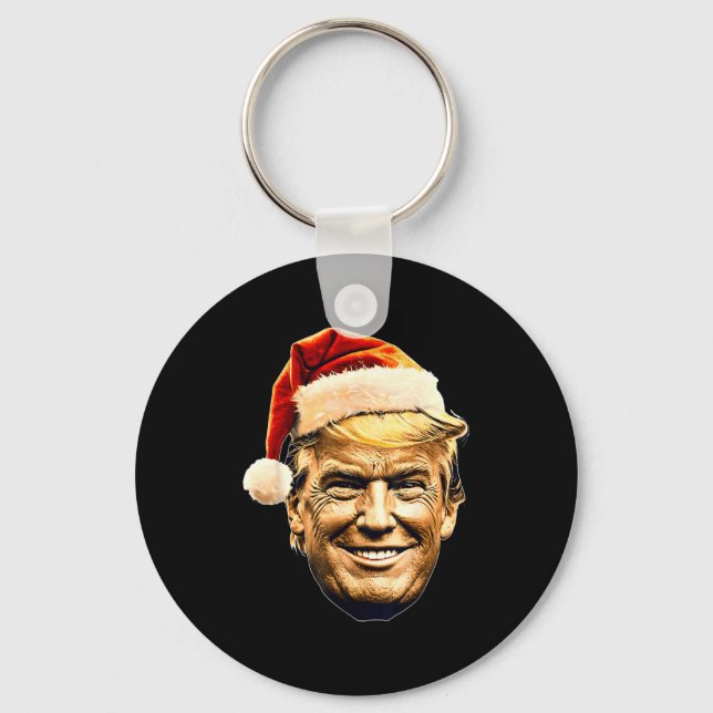 Christmas Trump Face Santa Funny Xmas Meme Men Wom Keychain (Front)