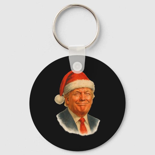 Christmas Trump Face Santa Funny Xmas Meme Men Wom Keychain (Front)