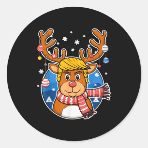 Christmas Trump Reindeer Caricature Classic Round Sticker