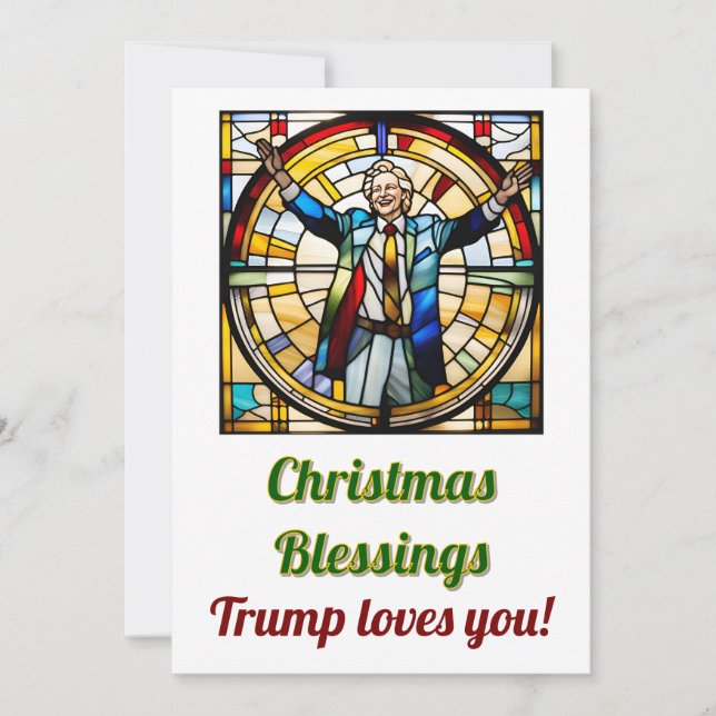 Christmas Trump Scene Faux Stained glass style Invitation (Front)