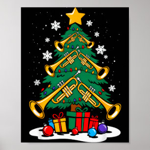 Christmas Trumpet Player Xmas Tree Funny Music Lov Poster