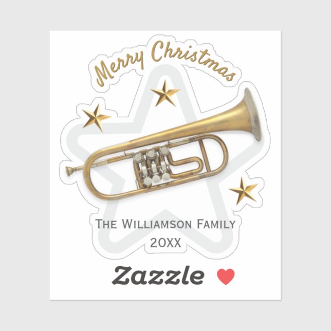 Christmas Trumpet Stars Music Lover's Personalized (Sheet)