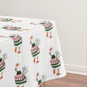Christmas Turkey in a Sweater Tablecloth