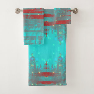 Christmas Turquoise and Red Towel Set