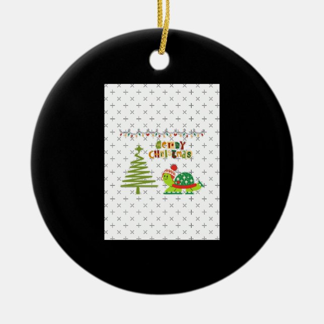christmas turtle A-Line Dress Ceramic Ornament (Front)