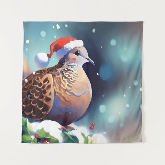 Christmas Turtle Dove 2 Tapestry (Front)