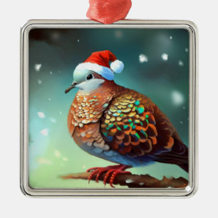 Christmas Turtle Dove 3 Metal Ornament