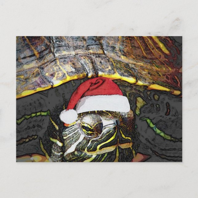 Christmas Turtle Holiday Postcard (Front)