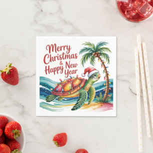 Christmas Turtle in Paradise  Napkin