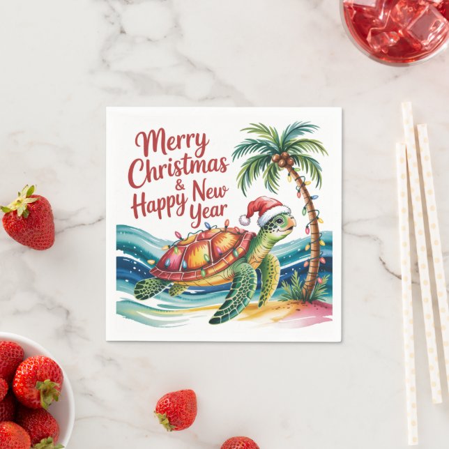 Christmas Turtle in Paradise  Napkin (Insitu)