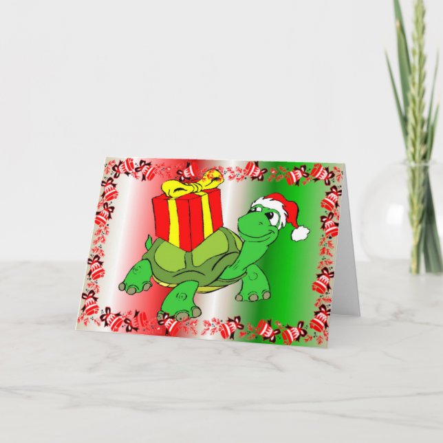 Christmas Turtle or tortoise Holiday Card (Front)