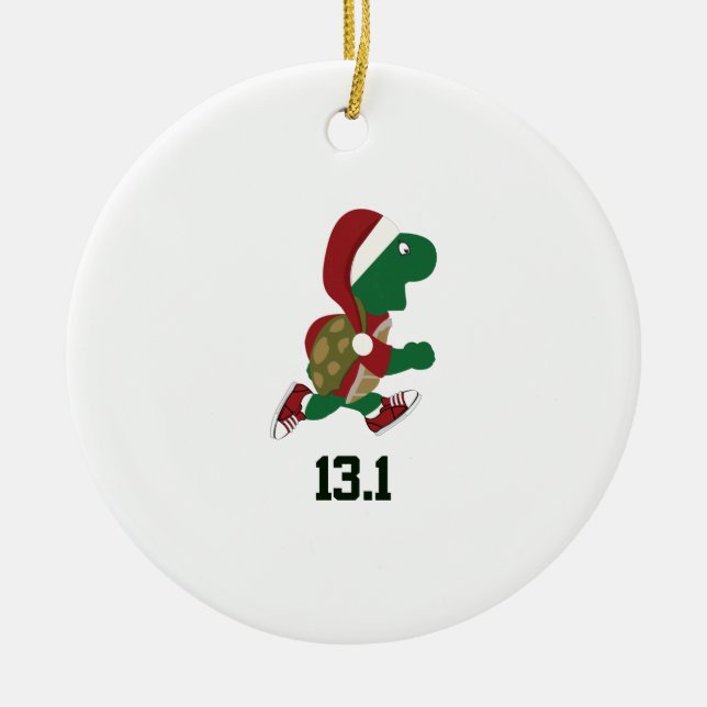 Christmas Turtle runner 13.1 Ceramic Ornament (Front)