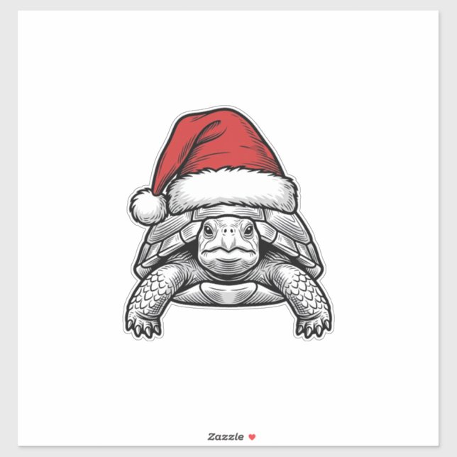 Christmas Turtle Santa Hat Vintage Engraving Desig (Sheet)