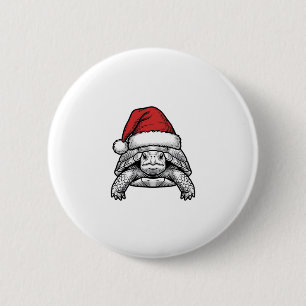 Christmas Turtle Santa Hat Vintage Engraving Desig 2 Inch Round Button