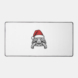 Christmas Turtle Santa Hat Vintage Engraving Desig Desk Mat