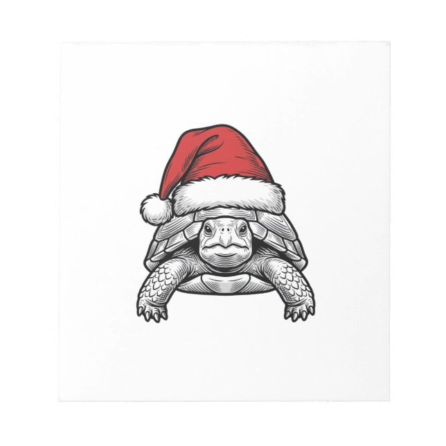 Christmas Turtle Santa Hat Vintage Engraving Desig Notepad (Front)