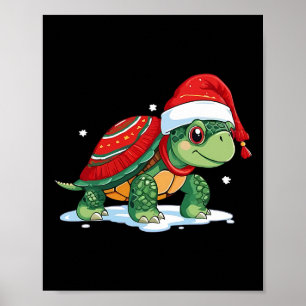 Christmas Turtle Santa Sea Turtle Beach Lover Ocea Poster