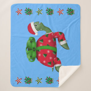Christmas Turtle Sherpa Blanket