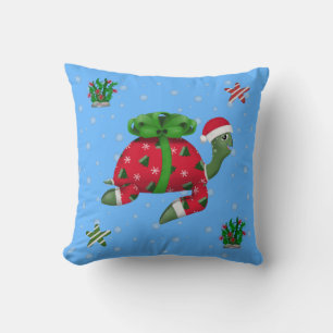 Christmas Turtle Throw Pillow