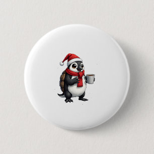 Christmas Turtle with Santa Hat Coffee Lover Funny 2 Inch Round Button