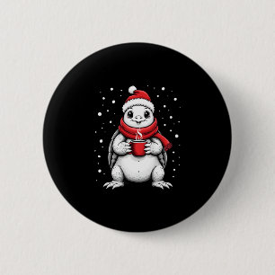 Christmas Turtle with Santa Hat Coffee Lover Funny 2 Inch Round Button