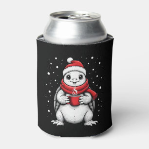 Christmas Turtle with Santa Hat Coffee Lover Funny Can Cooler