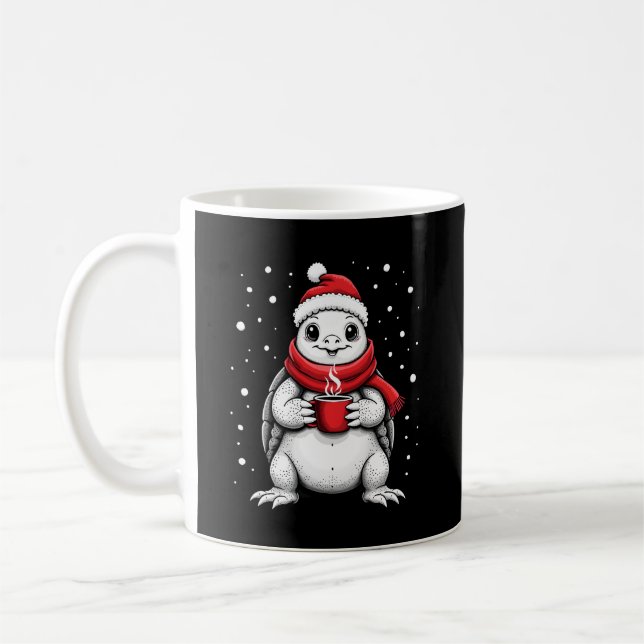 Christmas Turtle with Santa Hat Coffee Lover Funny Mug (Left)