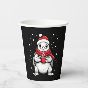 Christmas Turtle with Santa Hat Coffee Lover Funny Paper Cups