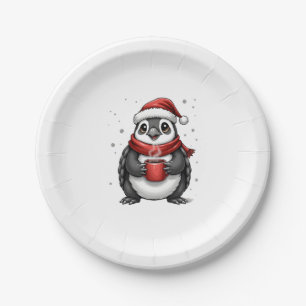 Christmas Turtle with Santa Hat Coffee Lover Funny Paper Plate