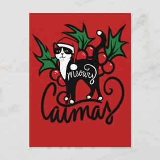 Christmas Tuxedo Cat Postcard