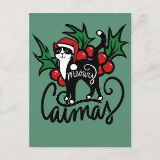 Christmas Tuxedo Cat Postcard