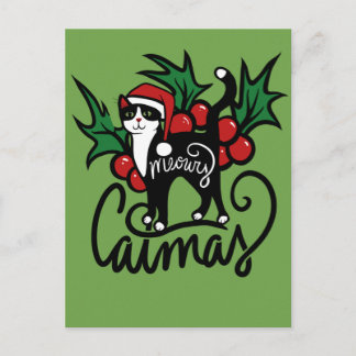 Christmas Tuxedo Cat Postcard