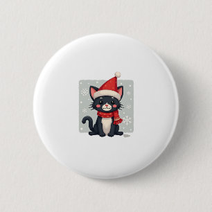 Christmas Tuxedo Cat Santa Scarf Ugly Xmas Women G 2 Inch Round Button
