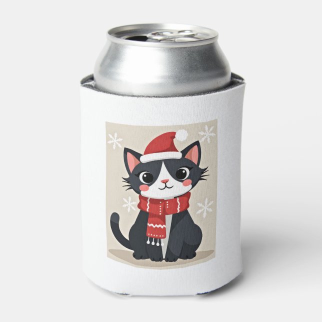 Christmas Tuxedo Cat Santa Scarf Ugly Xmas Women G Can Cooler (Can Front)