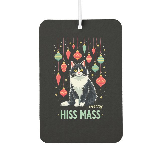 Christmas Tuxedo Cat with Holiday Decorations Merr Air Freshener (Front)