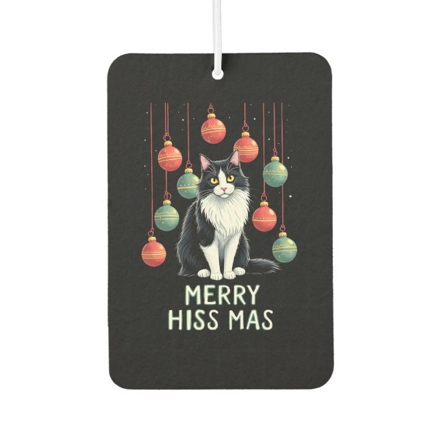 Christmas Tuxedo Cat with Holiday Decorations Merr Air Freshener (Front)