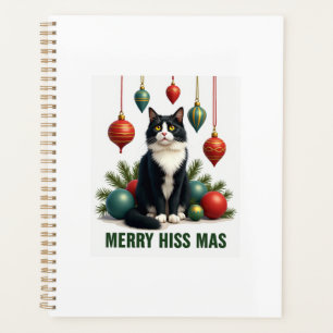 Christmas Tuxedo Cat with Holiday Decorations Merr Planner