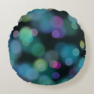 Christmas Twilight Pattern on Midnight Blue Round Pillow