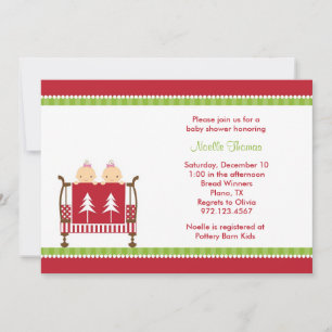 Christmas Twin Baby Shower Invitations